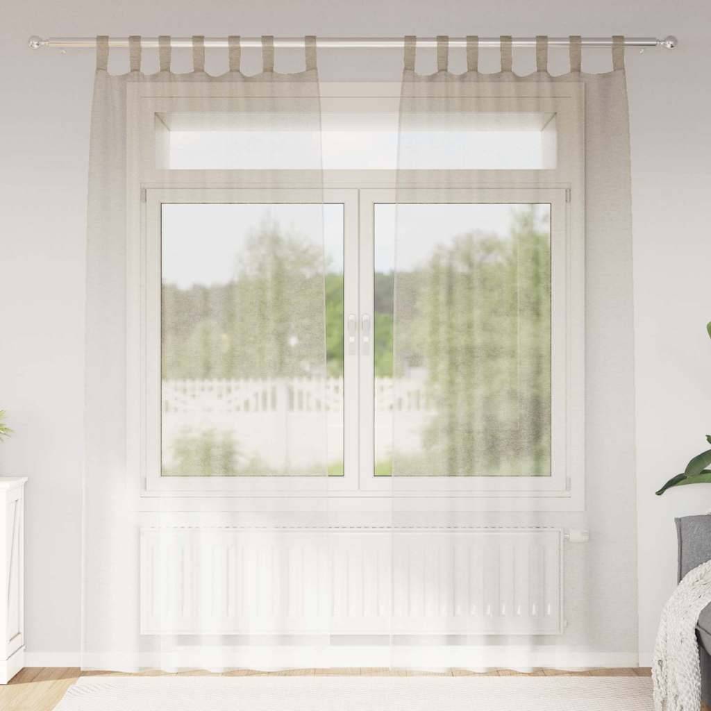 vidaXL Voile-Vorhang mit Vorhängen 2 pcs Sand 225 x 140 cm Polyester