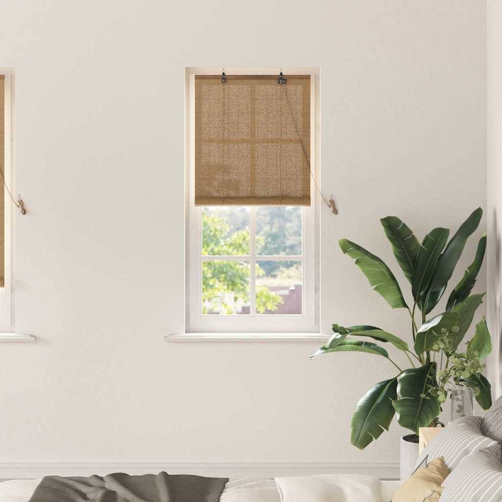 vidaXL Rollo mit Vorhängen Braun 60 x 220 cm Bambus