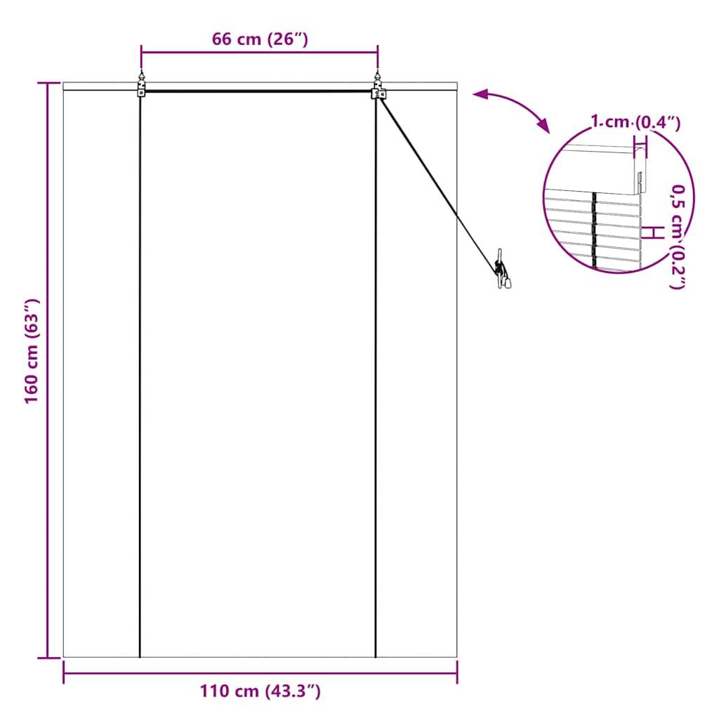 vidaXL Rollo mit Vorhängen Braun 110 x 160 cm Bambus
