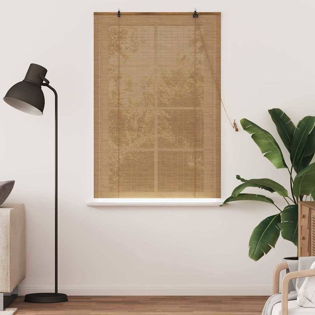 vidaXL Rollo mit Vorhängen Braun 120 x 160 cm Bambus
