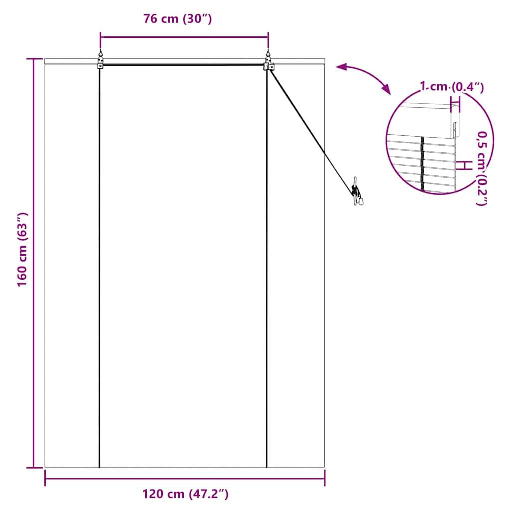 vidaXL Rollo mit Vorhängen Braun 120 x 160 cm Bambus