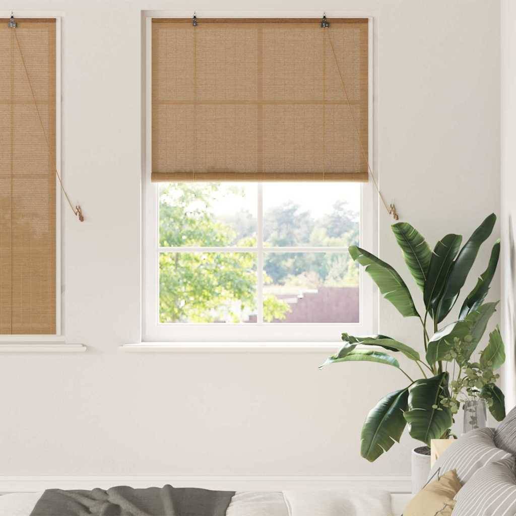 vidaXL Rollo mit Vorhängen Braun 120 x 160 cm Bambus