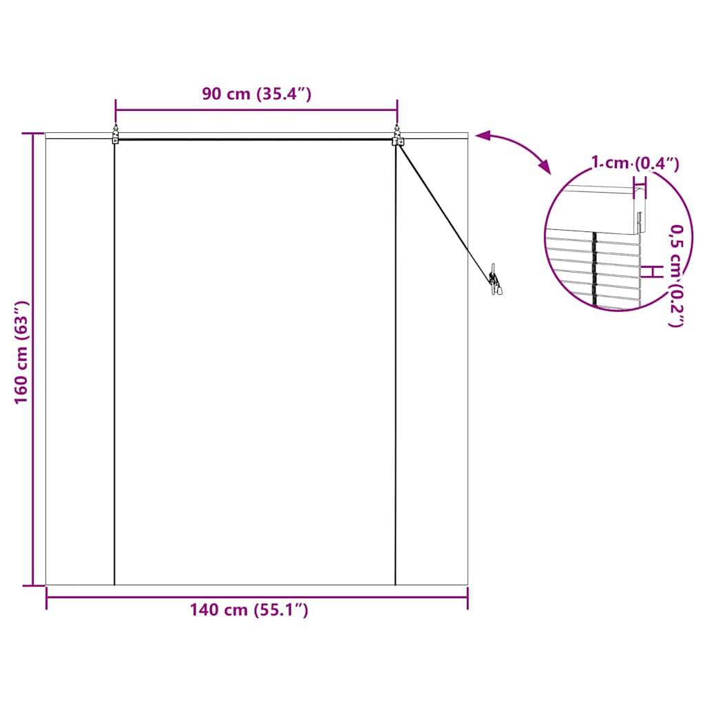 vidaXL Rollo mit Vorhängen Gelb 140 x 160 cm Bambus