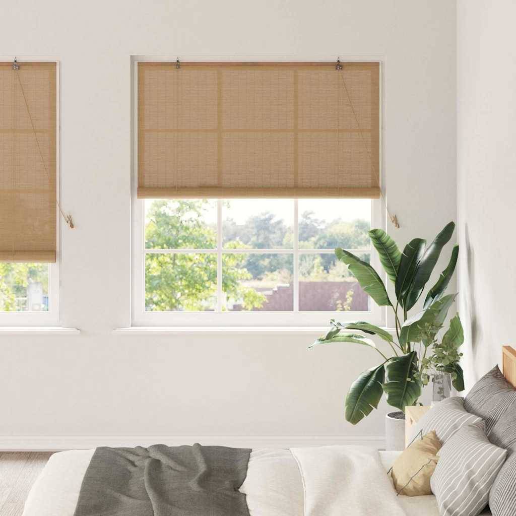 vidaXL Rollo mit Vorhängen Braun 150 x 220 cm Bambus