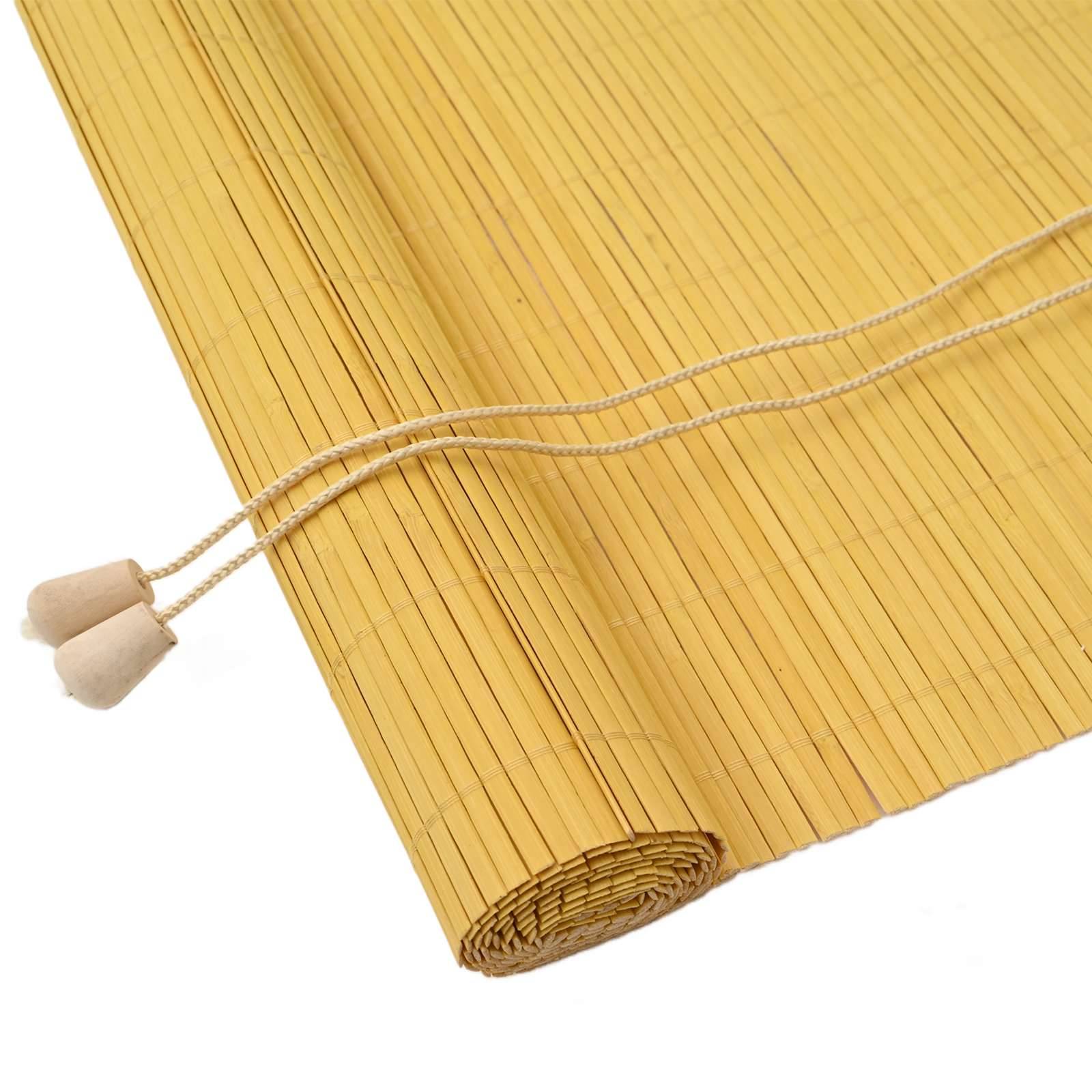 vidaXL Rollo Gelb 140 x 160 cm Bambus