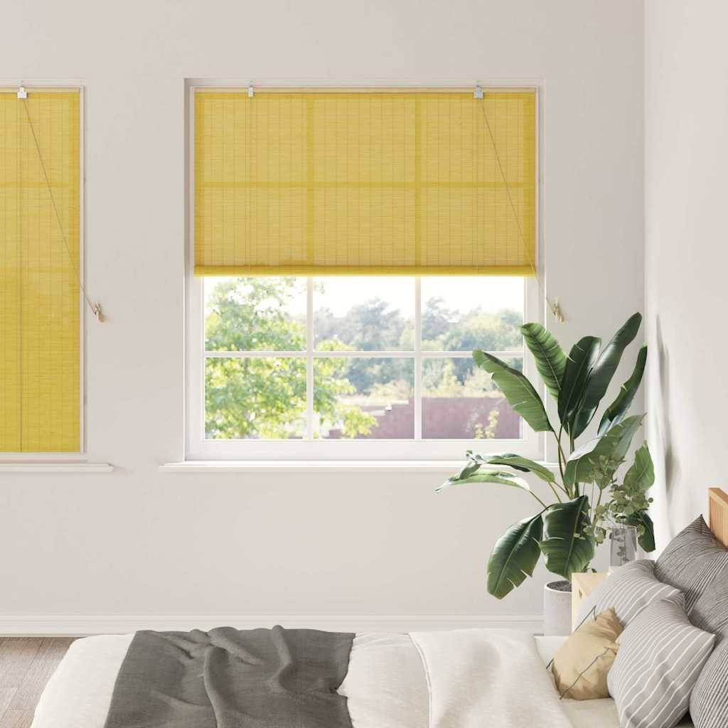 vidaXL Rollo Gelb 140 x 160 cm Bambus