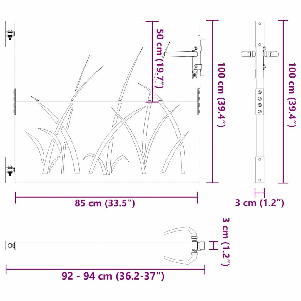 vidaXL Gartentor Schwarz 85 x 100 cm Pulverbeschichteter Stahl