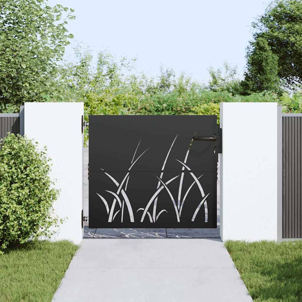 vidaXL Gartentor Schwarz 85 x 100 cm Pulverbeschichteter Stahl