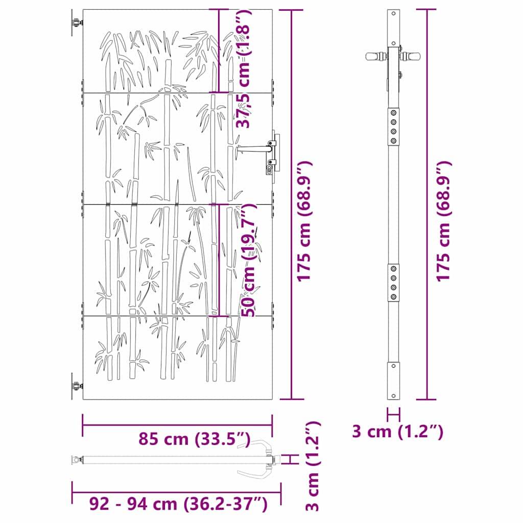 vidaXL Gartentor Schwarz 85 x 100 cm Pulverbeschichteter Stahl