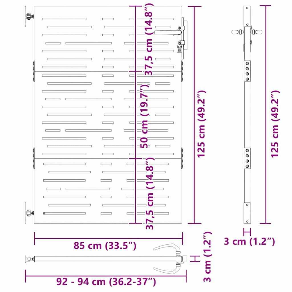 vidaXL Gartentor Schwarz 85 x 125 cm Pulverbeschichteter Stahl