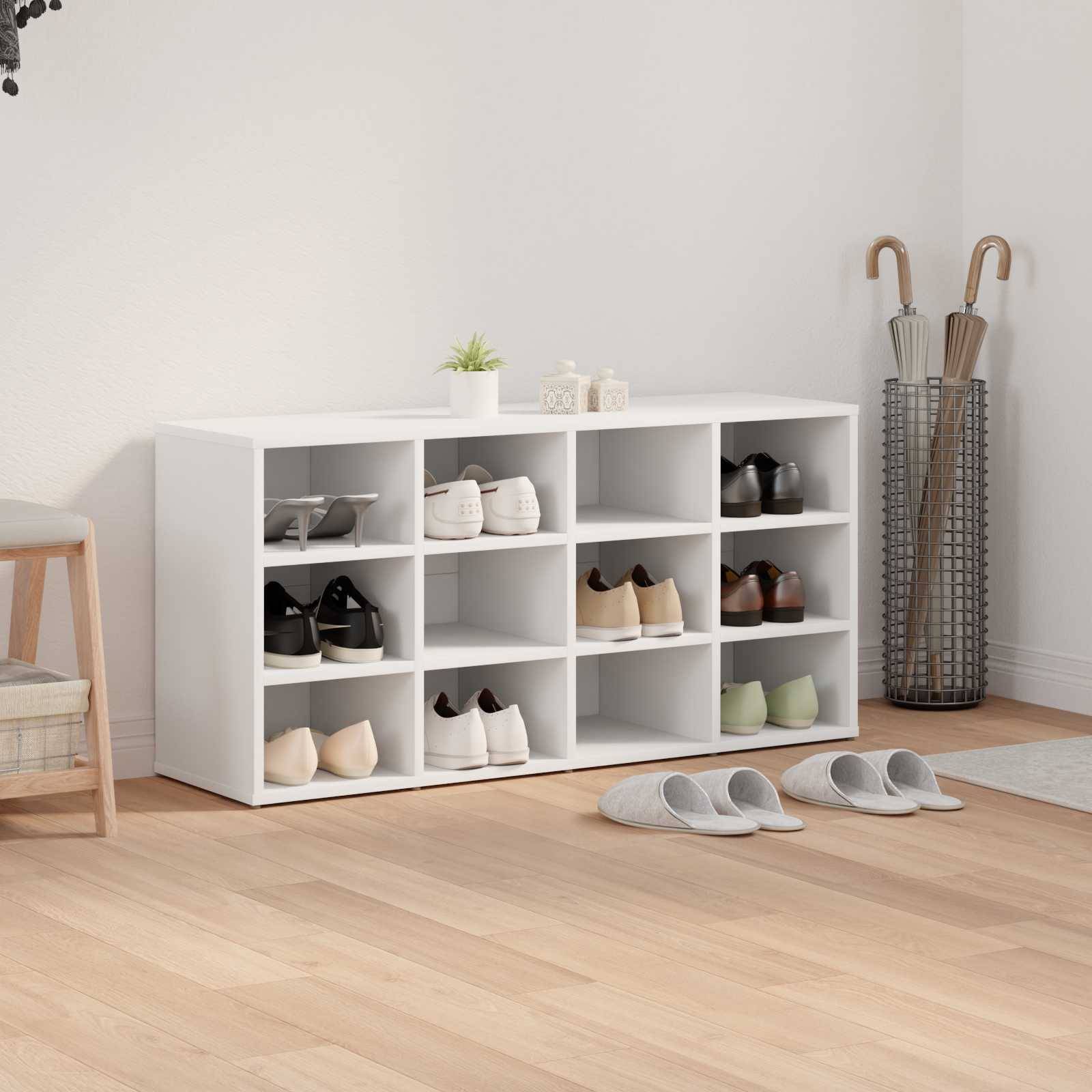 vidaXL Schuhschrank mit Regal Weiß 103 x 30 x 51 cm Holzwerkstoff