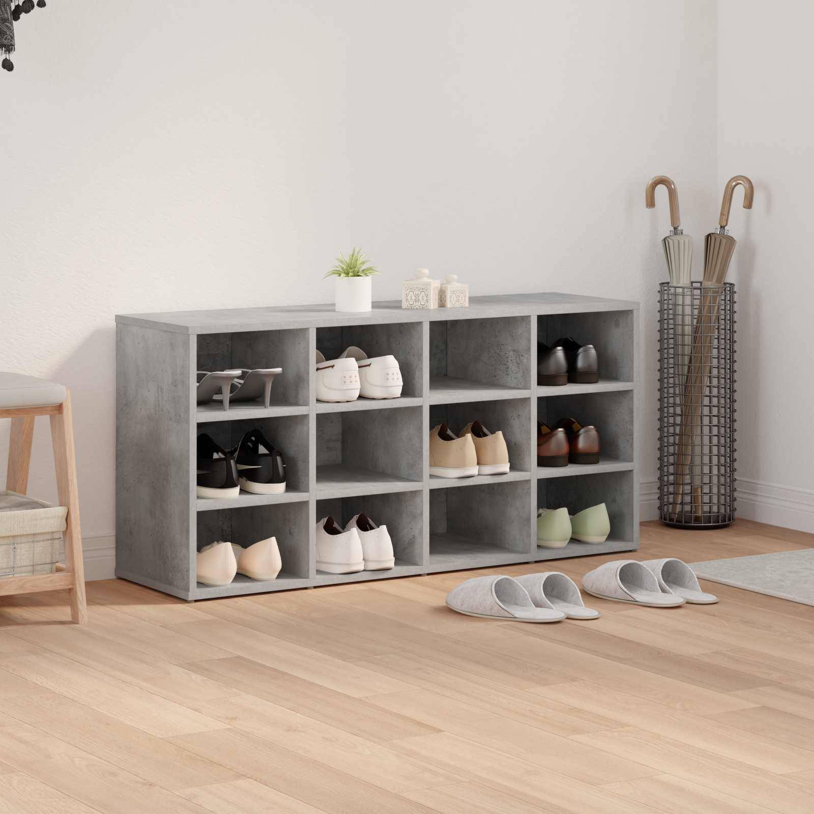 vidaXL Schuhschrank mit Regal Betongrau 103 x 30 x 51 cm Holzwerkstoff