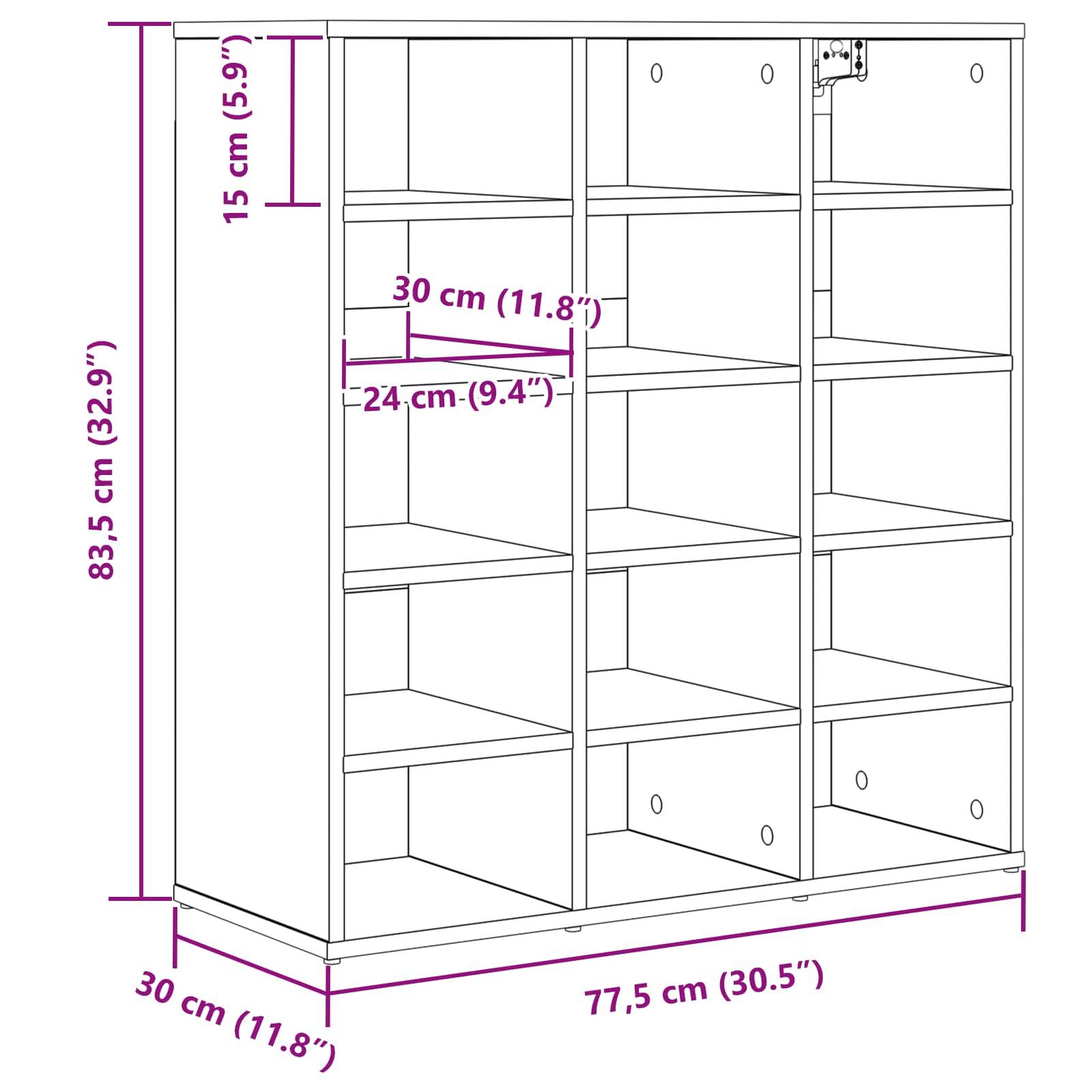 vidaXL Schuhschrank mit Regal Weiß 77,5 x 30 x 83,5 cm Holzwerkstoff