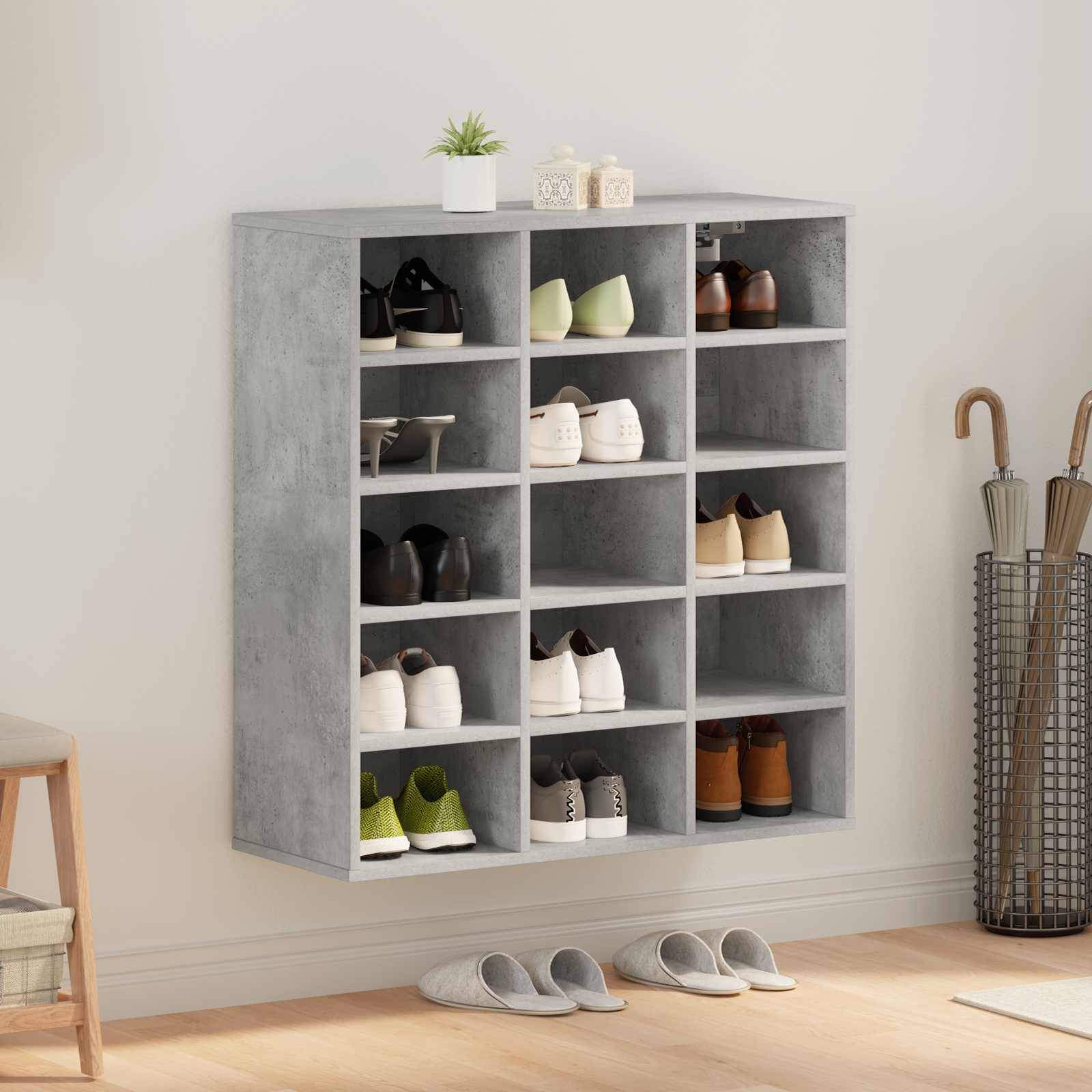 vidaXL Schuhschrank Betongrau 77,5 x 30 x 83,5 cm Holzwerkstoff