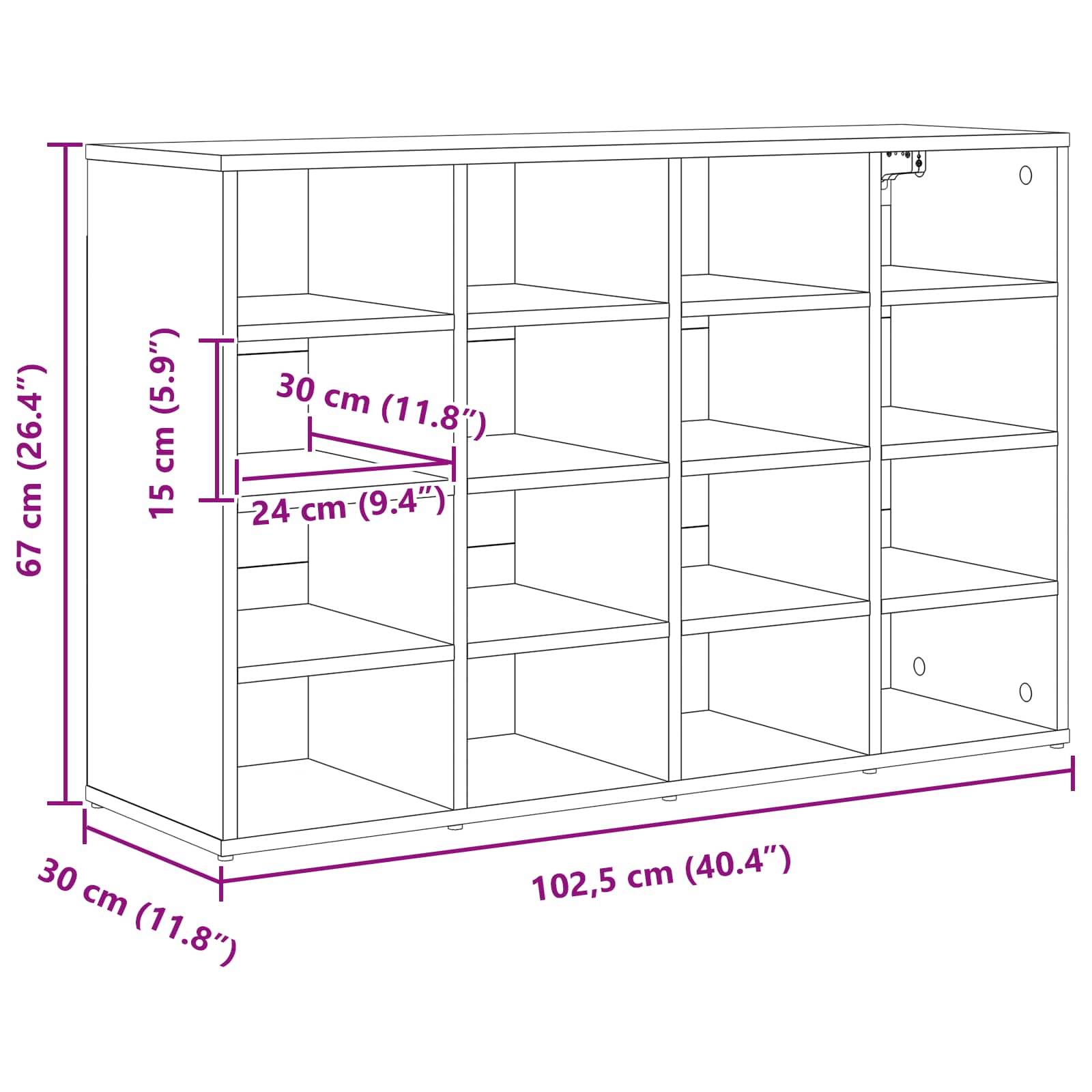 vidaXL Schuhschrank mit Regal Weiß 103 x 30 x 67 cm Holzwerkstoff