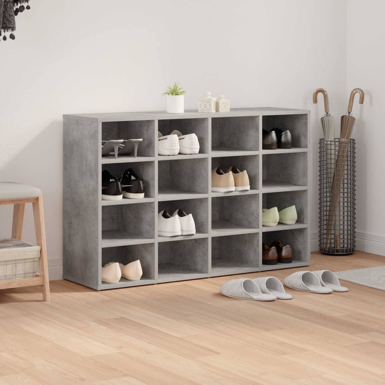 vidaXL Schuhschrank mit Regal Betongrau 103 x 30 x 67 cm Holzwerkstoff