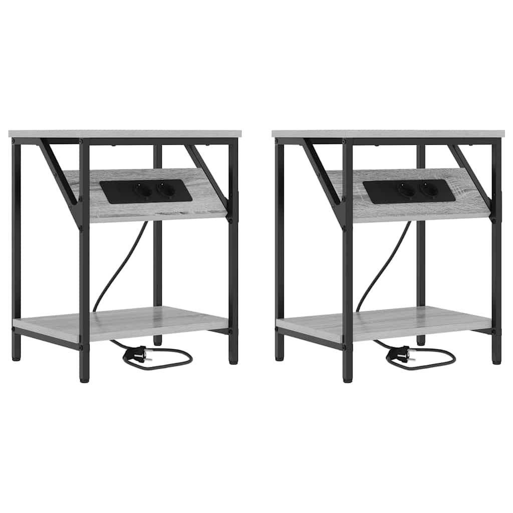 vidaXL Nachttisch 2 pcs Graues Sonoma 38 x 30 x 48 cm Holzwerkstoff