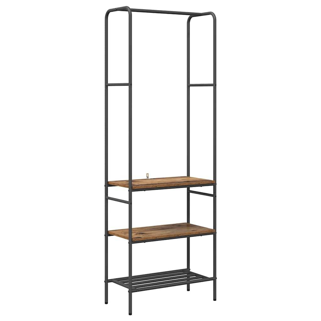 vidaXL Kleiderständer mit Regal Altholz 60 x 30 x 171 cm Holzwerkstoff