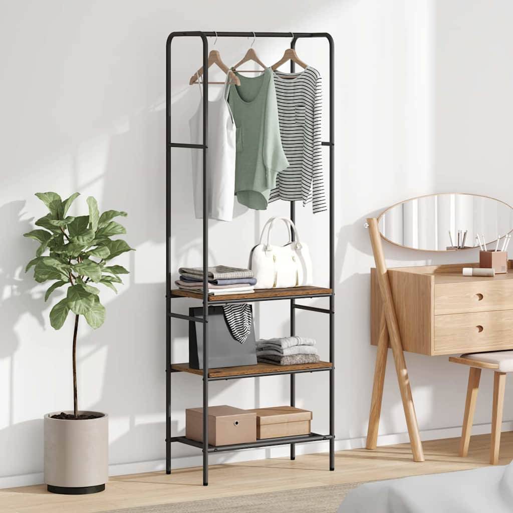 vidaXL Kleiderständer mit Regal Altholz 60 x 30 x 171 cm Holzwerkstoff