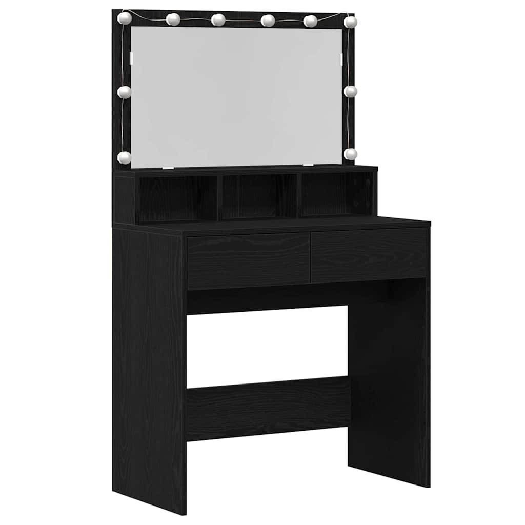 vidaXL Schminktisch mit Regal Schwarz Eichen-Optik 80 x 41 x 134,5 cm