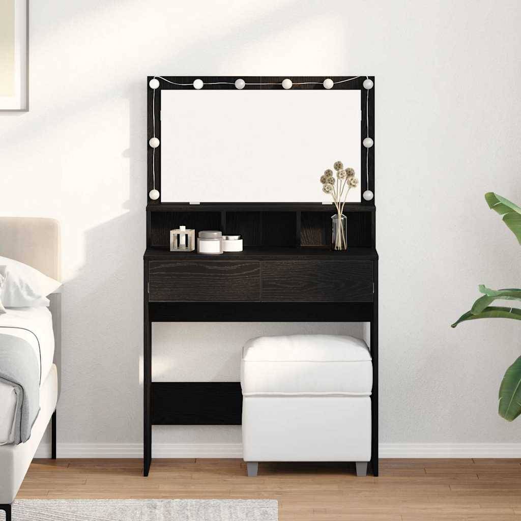 vidaXL Schminktisch mit Regal Schwarz Eichen-Optik 80 x 41 x 134,5 cm
