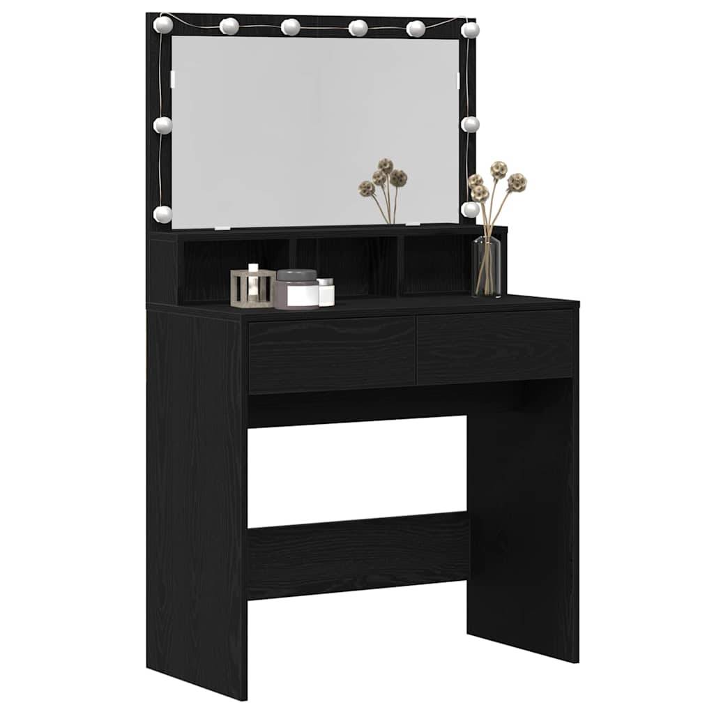 vidaXL Schminktisch mit Regal Schwarz Eichen-Optik 80 x 41 x 134,5 cm