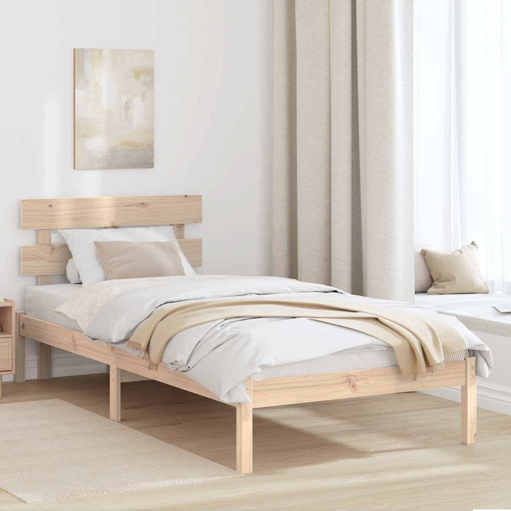 vidaXL Bettgestell mit Kopfteil Braun 80 x 200 cm Massivholz Kiefer