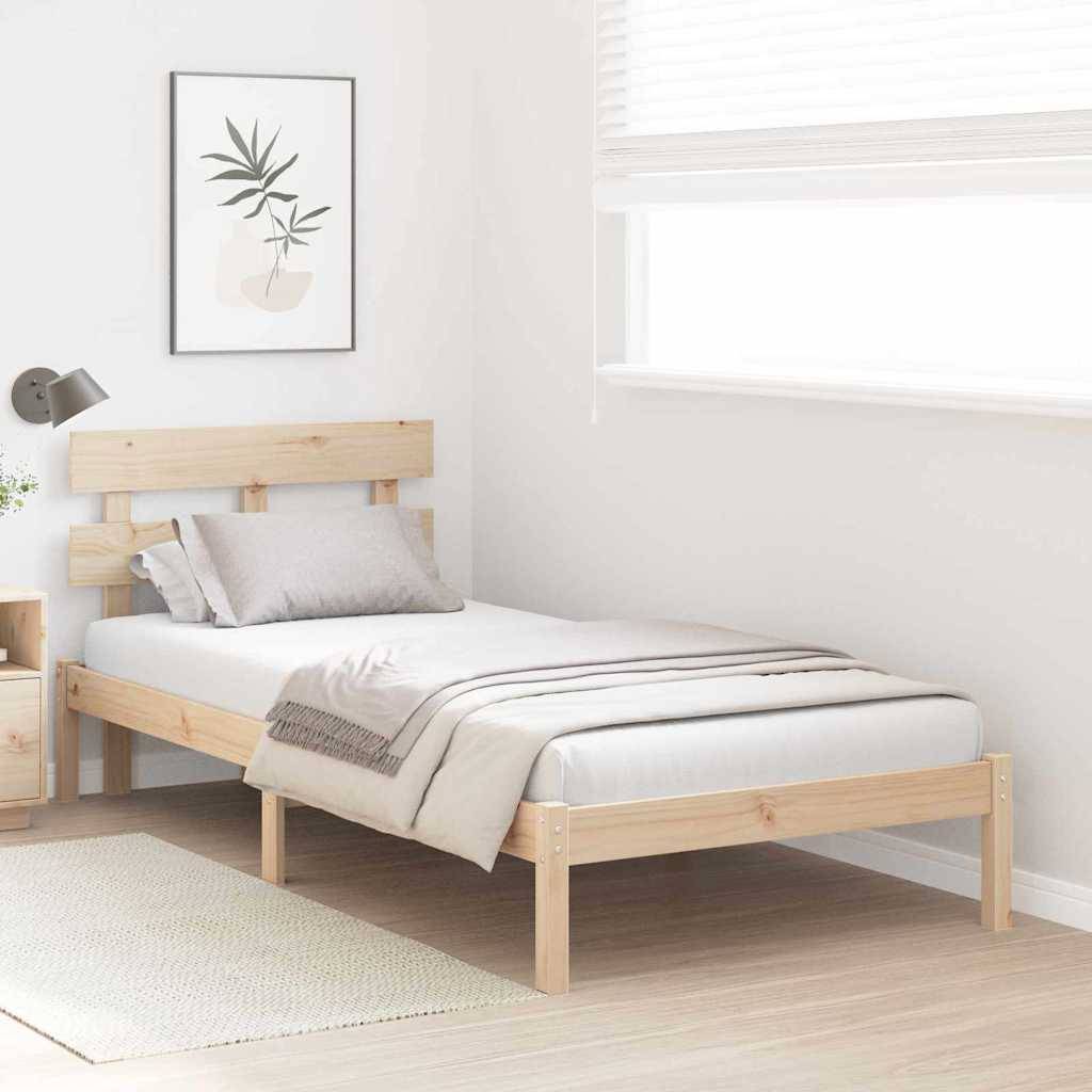 vidaXL Bettgestell mit Kopfteil Braun 80 x 200 cm Massivholz Kiefer