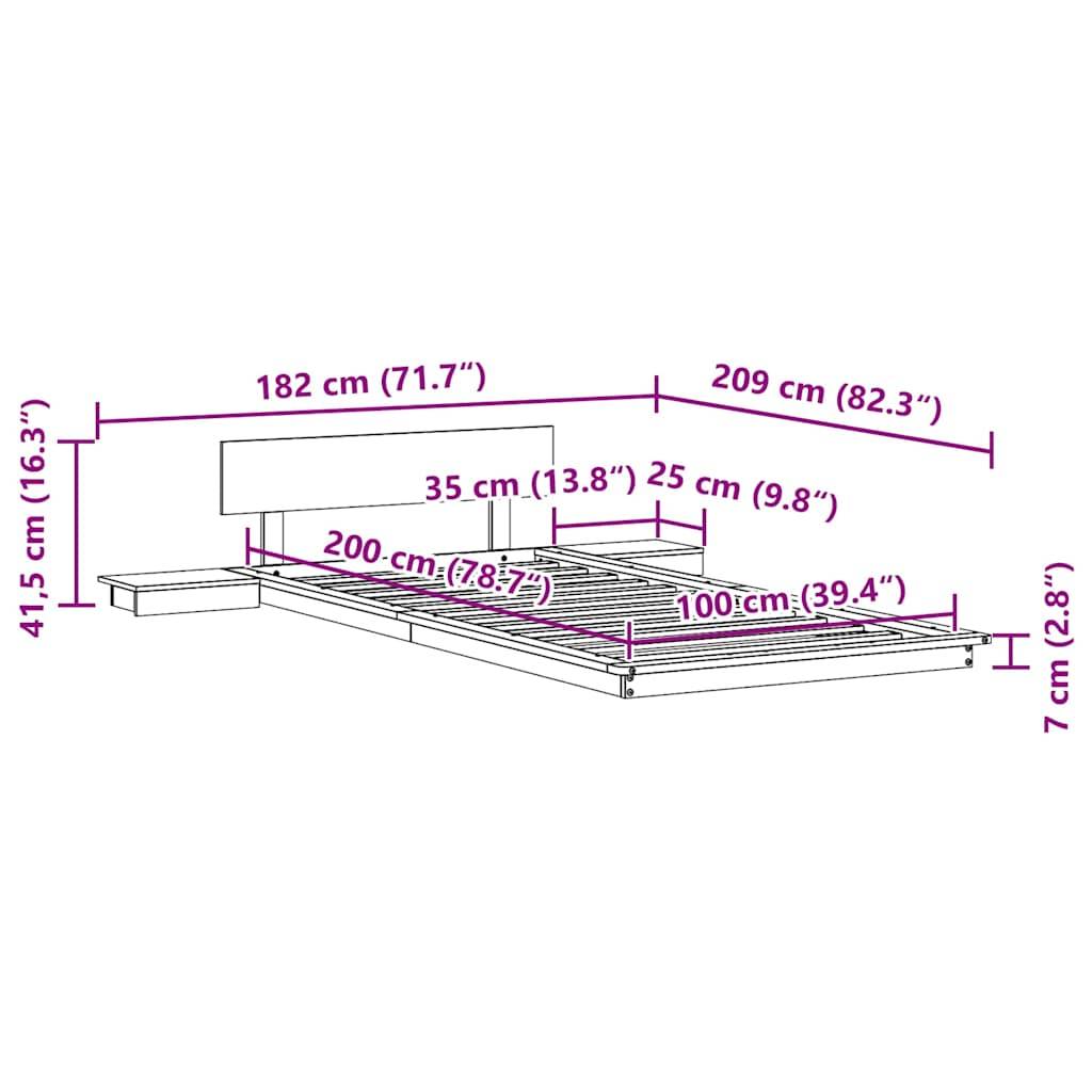vidaXL Bettgestell Braun 100 x 200 cm Holz