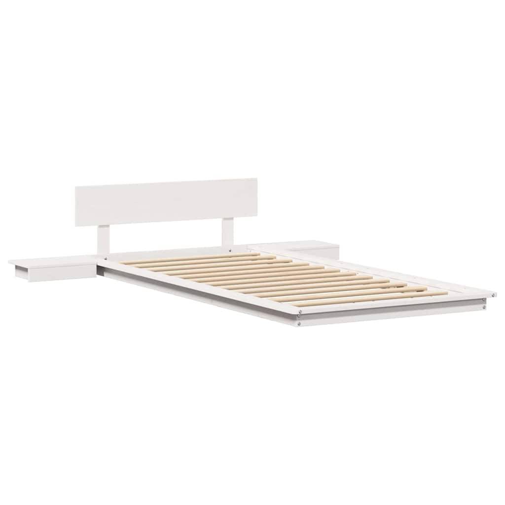 vidaXL Bettgestell mit Kopfteil mit Speicher Weiß 100 x 200 cm Holz
