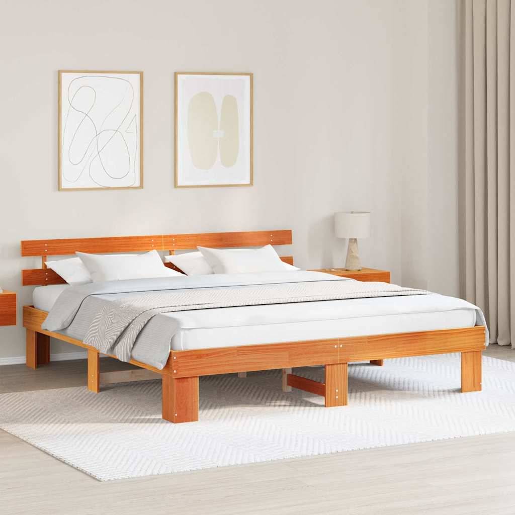 vidaXL Bettrahmen Wachsbraun 200 x 200 cm Massives Kiefernholz