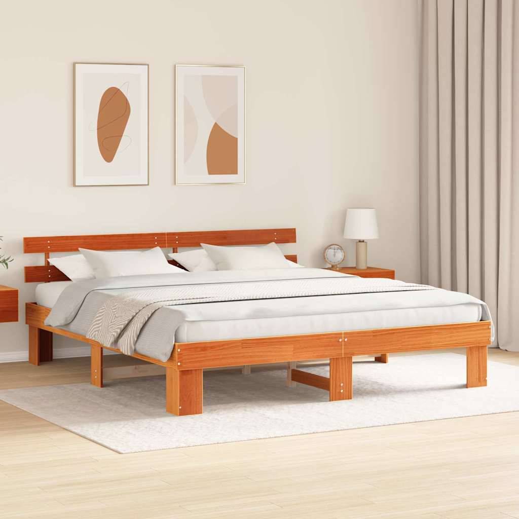 vidaXL Bettrahmen Wachsbraun 200 x 200 cm Massives Kiefernholz