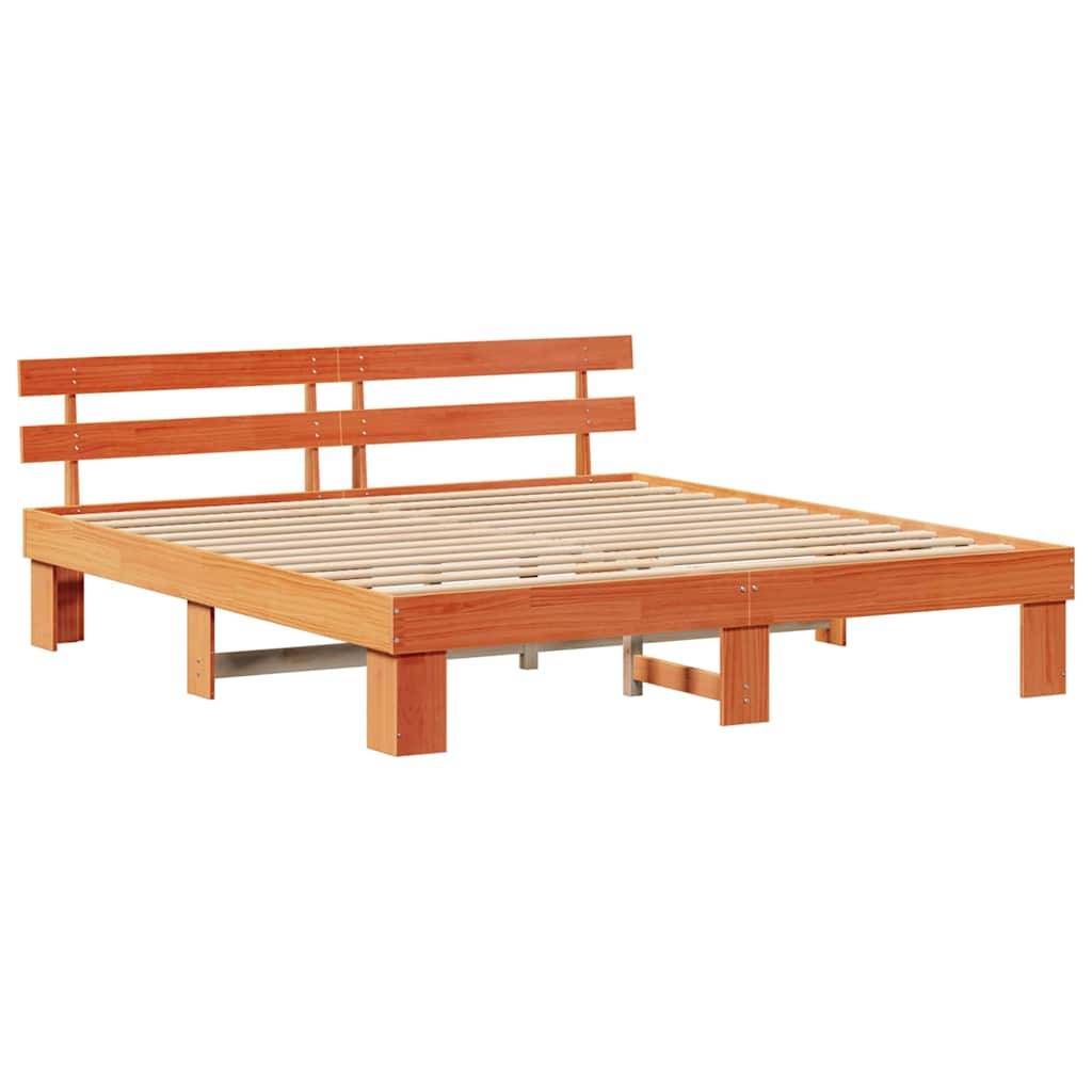 vidaXL Bettrahmen Wachsbraun 180 x 200 cm Massives Kiefernholz