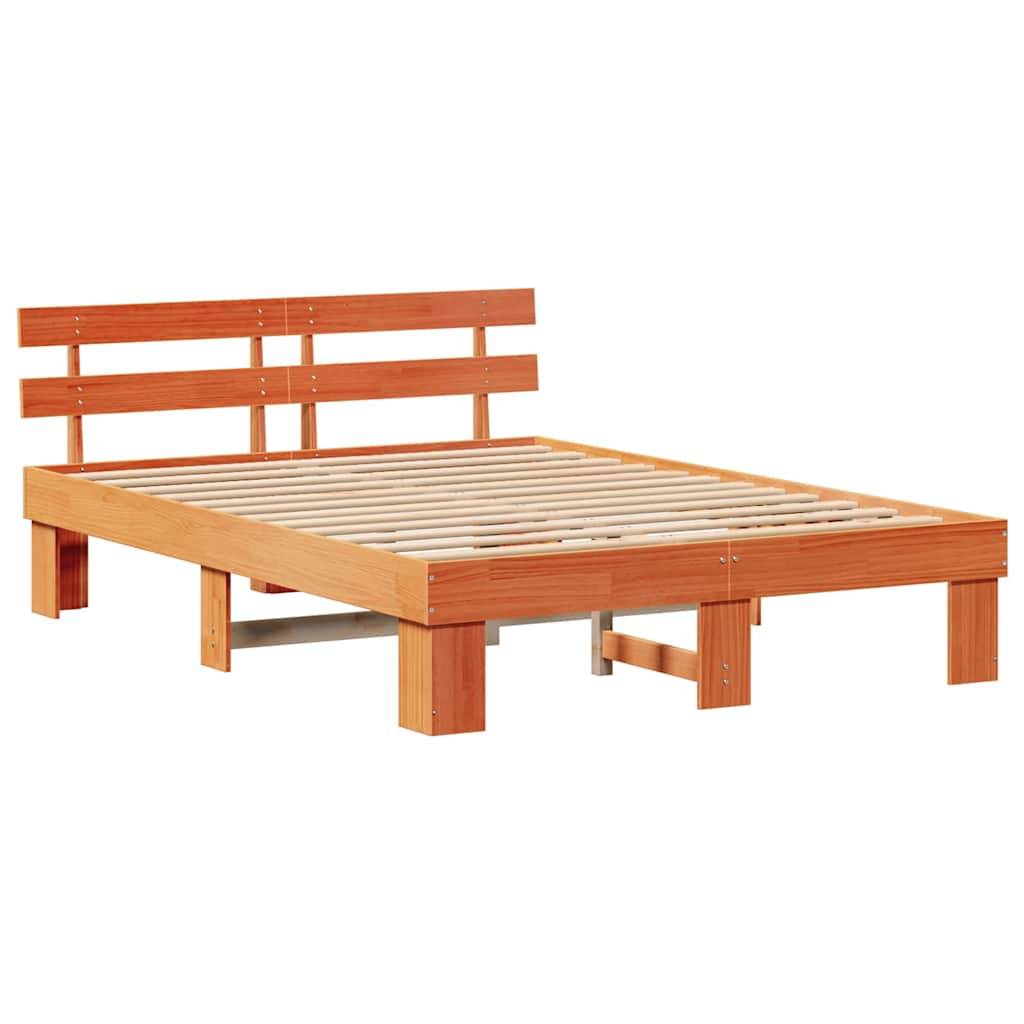 vidaXL Bettrahmen Wachsbraun 150 x 200 cm Massives Kiefernholz