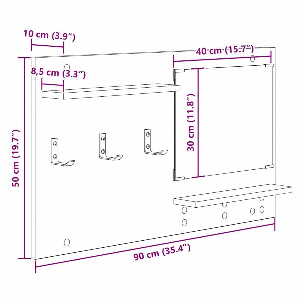 vidaXL Wandmontierter nachttisch Geräucherte Eiche 90 x 10 x 50 cm