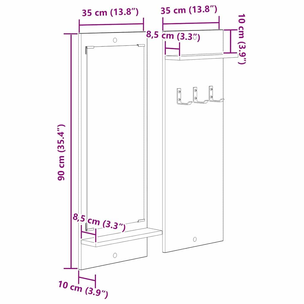 vidaXL Wandmontierter nachttisch Weiß 70 x 10 x 90 cm Holzwerkstoff
