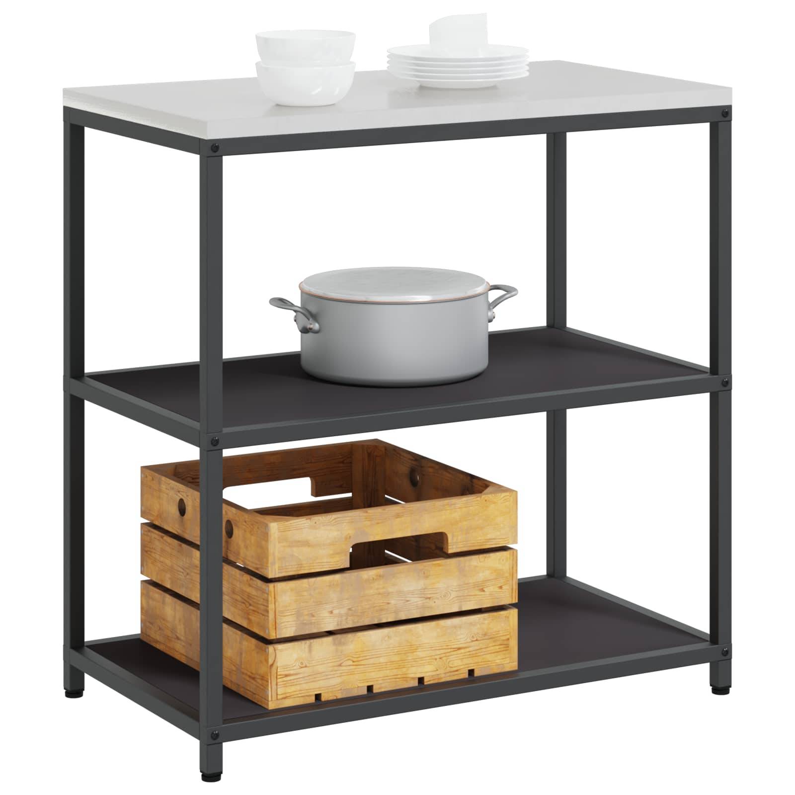 vidaXL Küchenaufbewahrung mit Regal Schwarz 90 x 50 x 92 cm Stahl