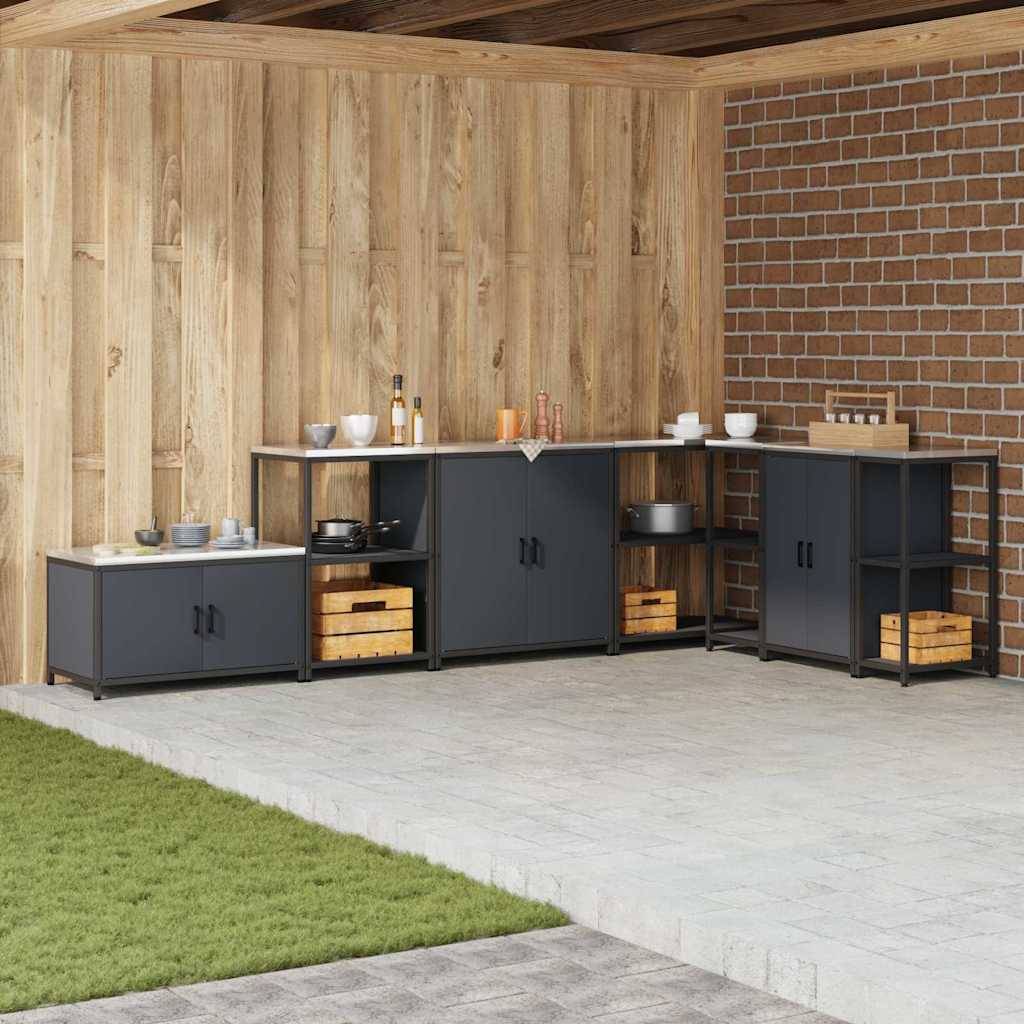 vidaXL Küchenaufbewahrung mit Regal Anthrazit 60 x 50 x 92 cm Stahl