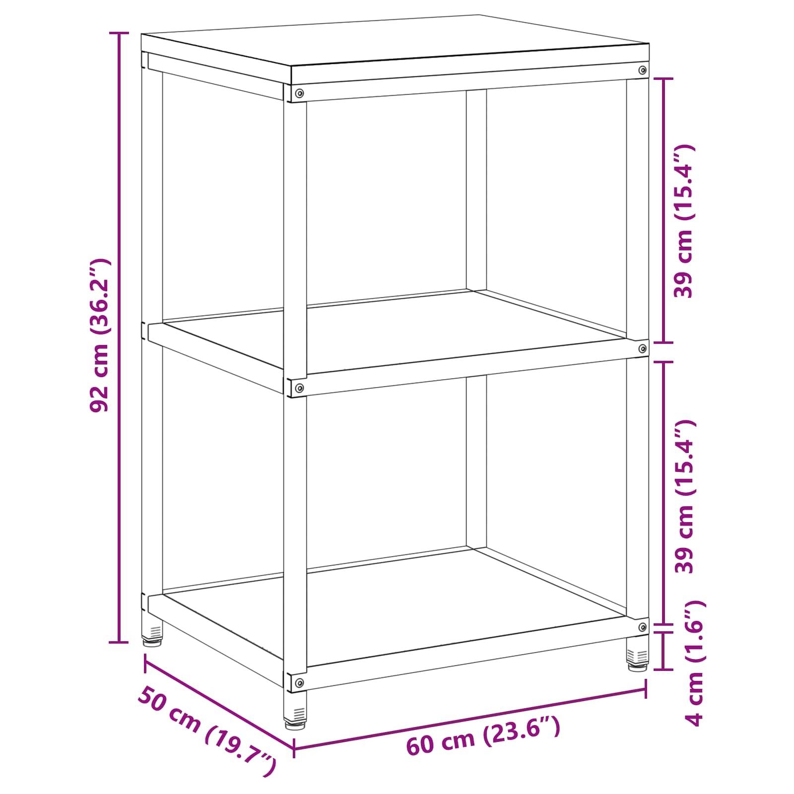 vidaXL Küchenaufbewahrung mit Regal Anthrazit 60 x 50 x 92 cm Stahl