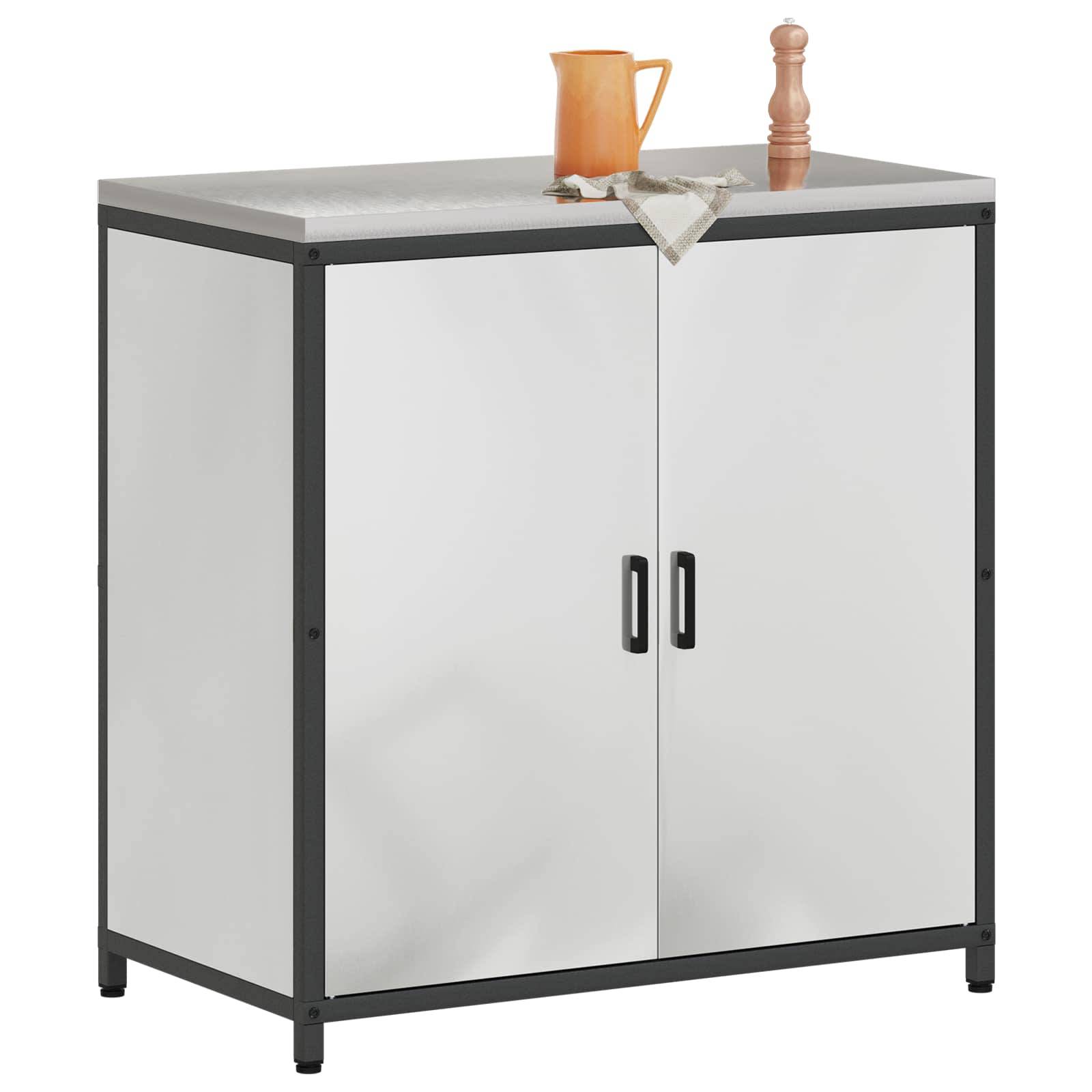 vidaXL Küchenaufbewahrung mit Regal Silber 90 x 50 x 92 cm Stahl