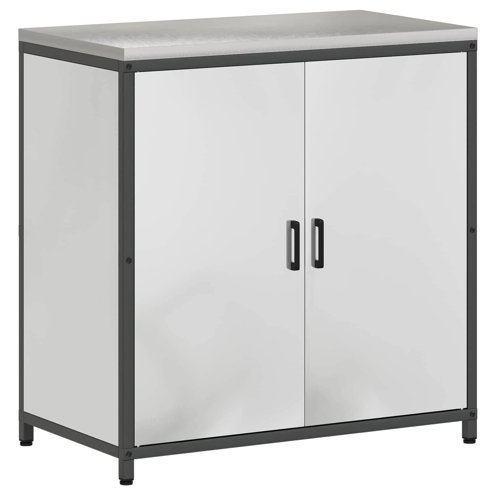 vidaXL Küchenaufbewahrung mit Regal Silber 90 x 50 x 92 cm Stahl