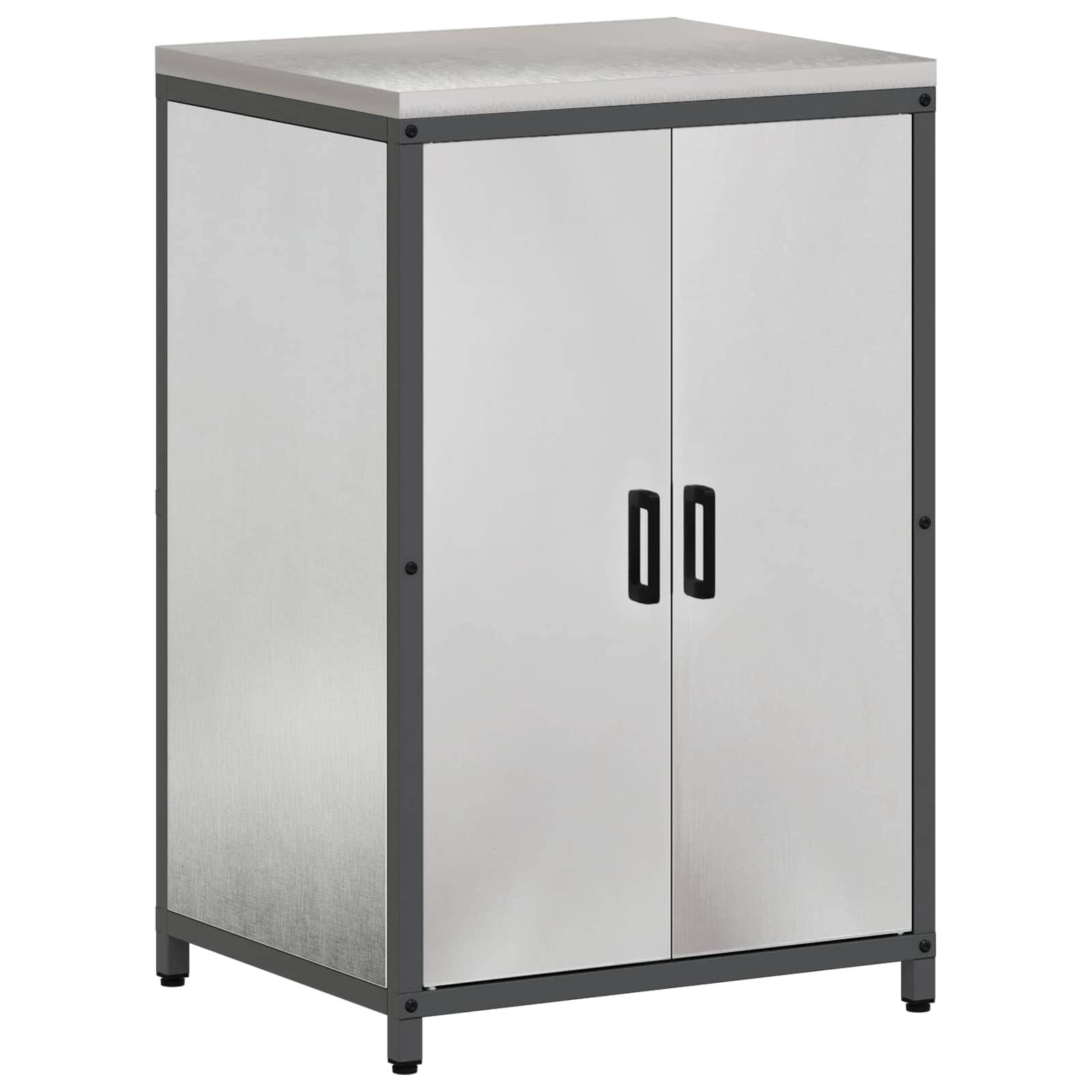 vidaXL Küchenaufbewahrung mit Regal Silber 60 x 50 x 92 cm Stahl