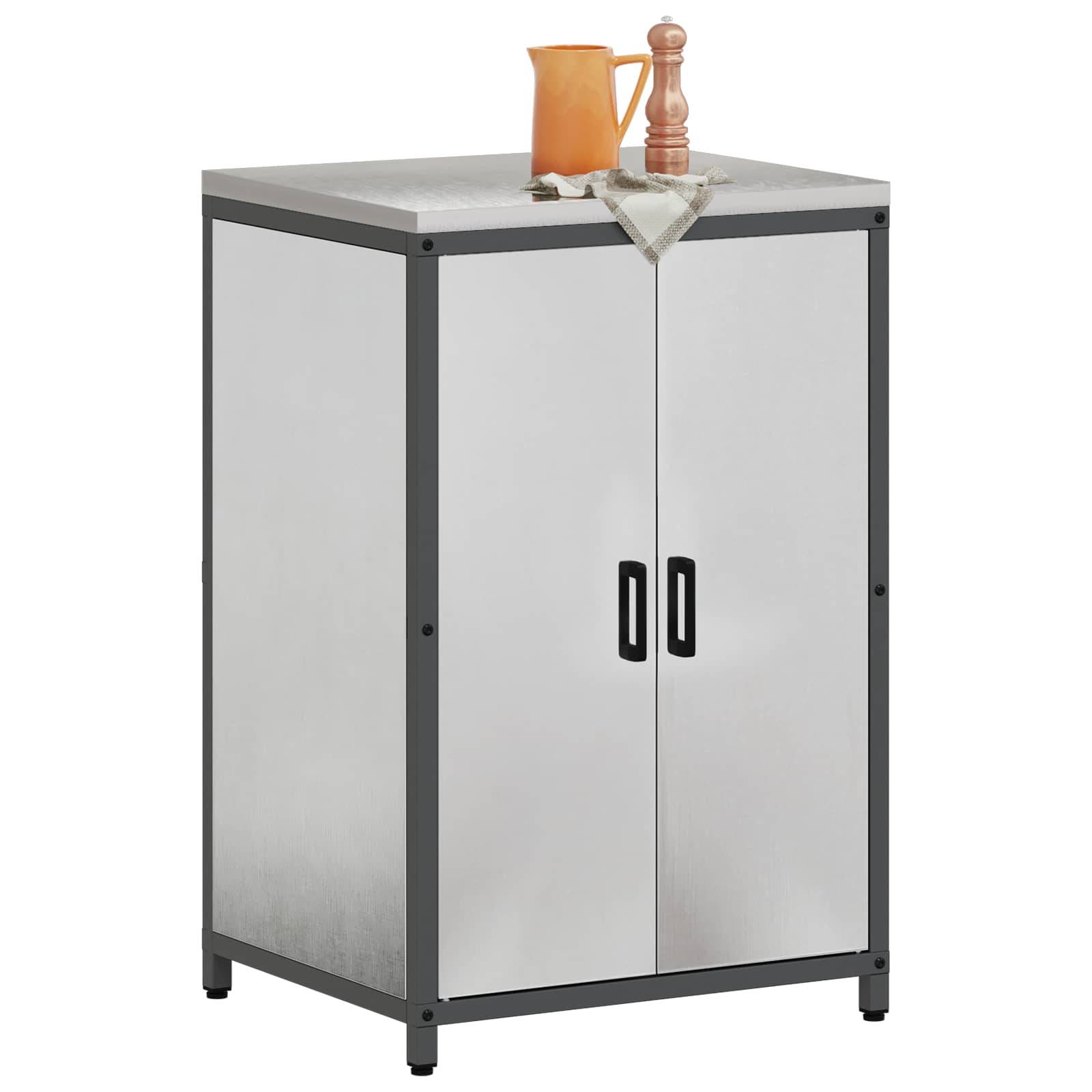 vidaXL Küchenaufbewahrung mit Regal Silber 60 x 50 x 92 cm Stahl
