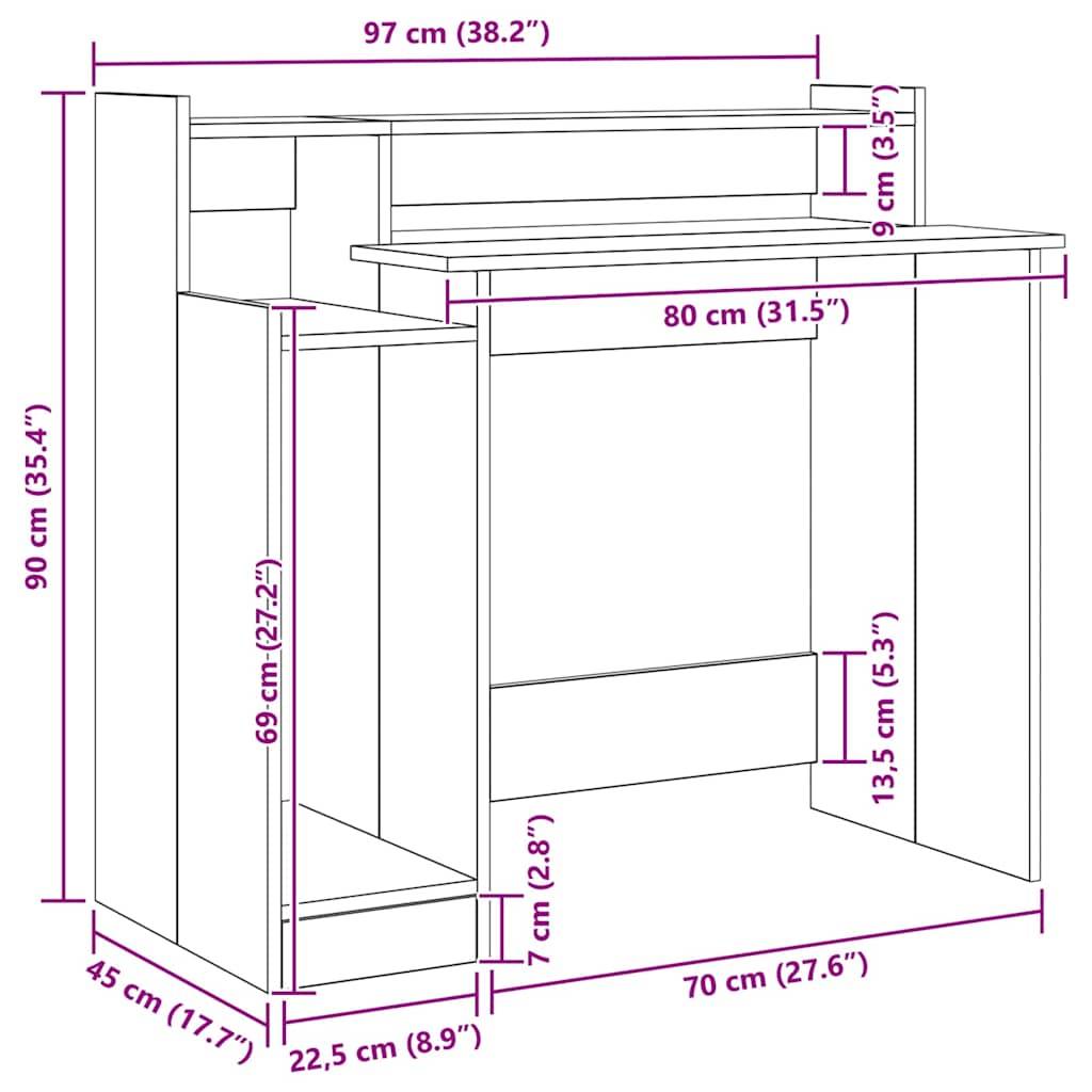 vidaXL Schreibtisch Schwarz Eichen-Optik 97 x 45 x 90 cm Holzwerkstoff