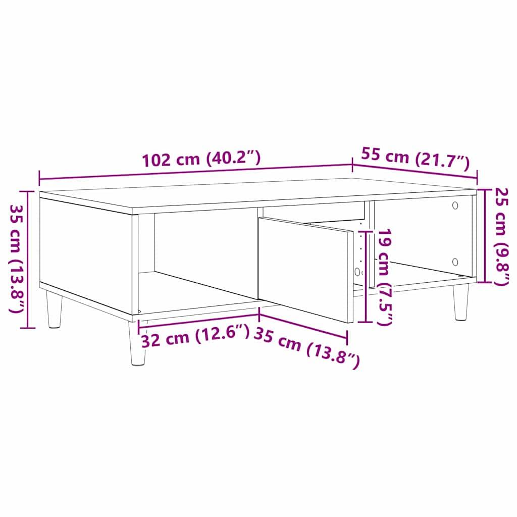vidaXL Couchtisch Beton Grau 102 x 55 x 35 cm Holzwerkstoff
