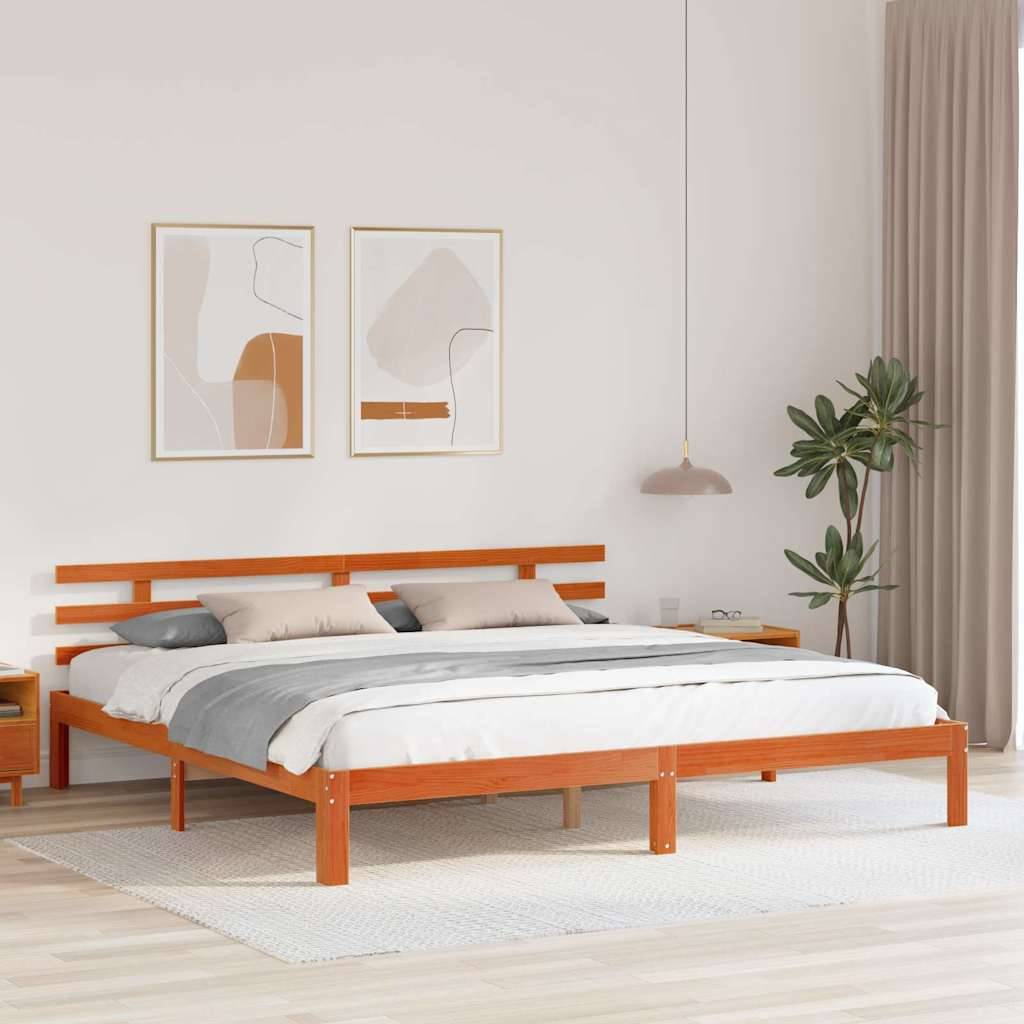 vidaXL Bettrahmen Wachsbraun 203,5 x 205,5 x 69,5 cm Massivholz Kiefer