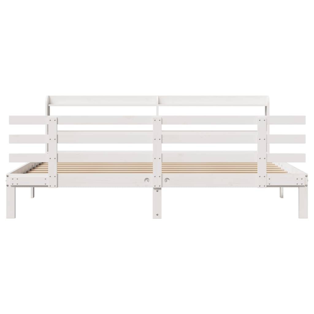 vidaXL Bettgestell mit Kopfteil ohne Matratze Weiß 200x200 cm