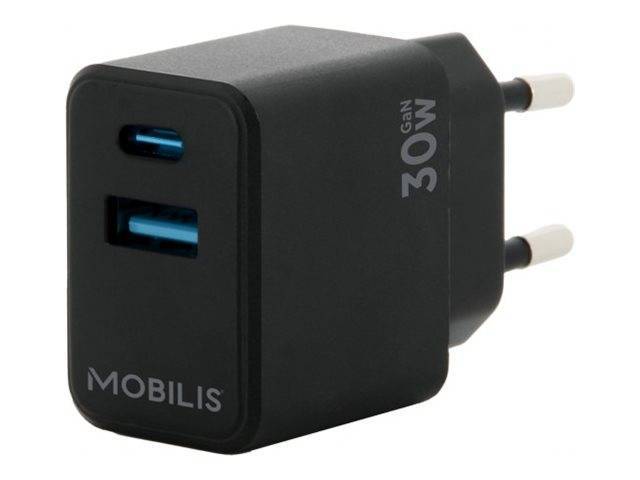 Mobilis Wall Charger 30W - 1 USB A + 1 USB C - GaN Multimedia-Technik Smartphone Zubehör