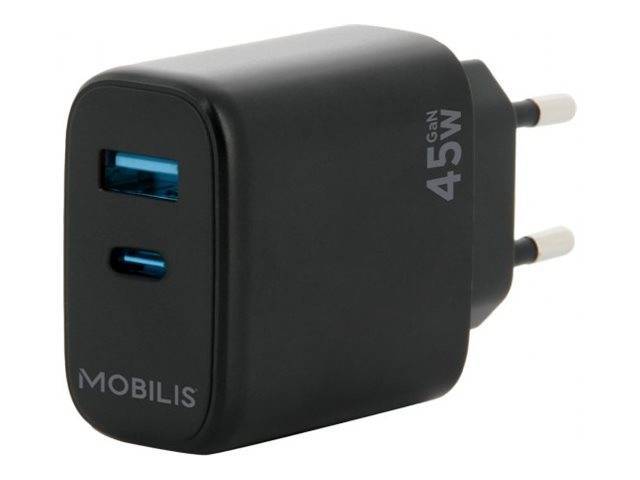Mobilis Wall Charger 45W - 1 USB A + 1 USB C - GaN Multimedia-Technik Smartphone Zubehör