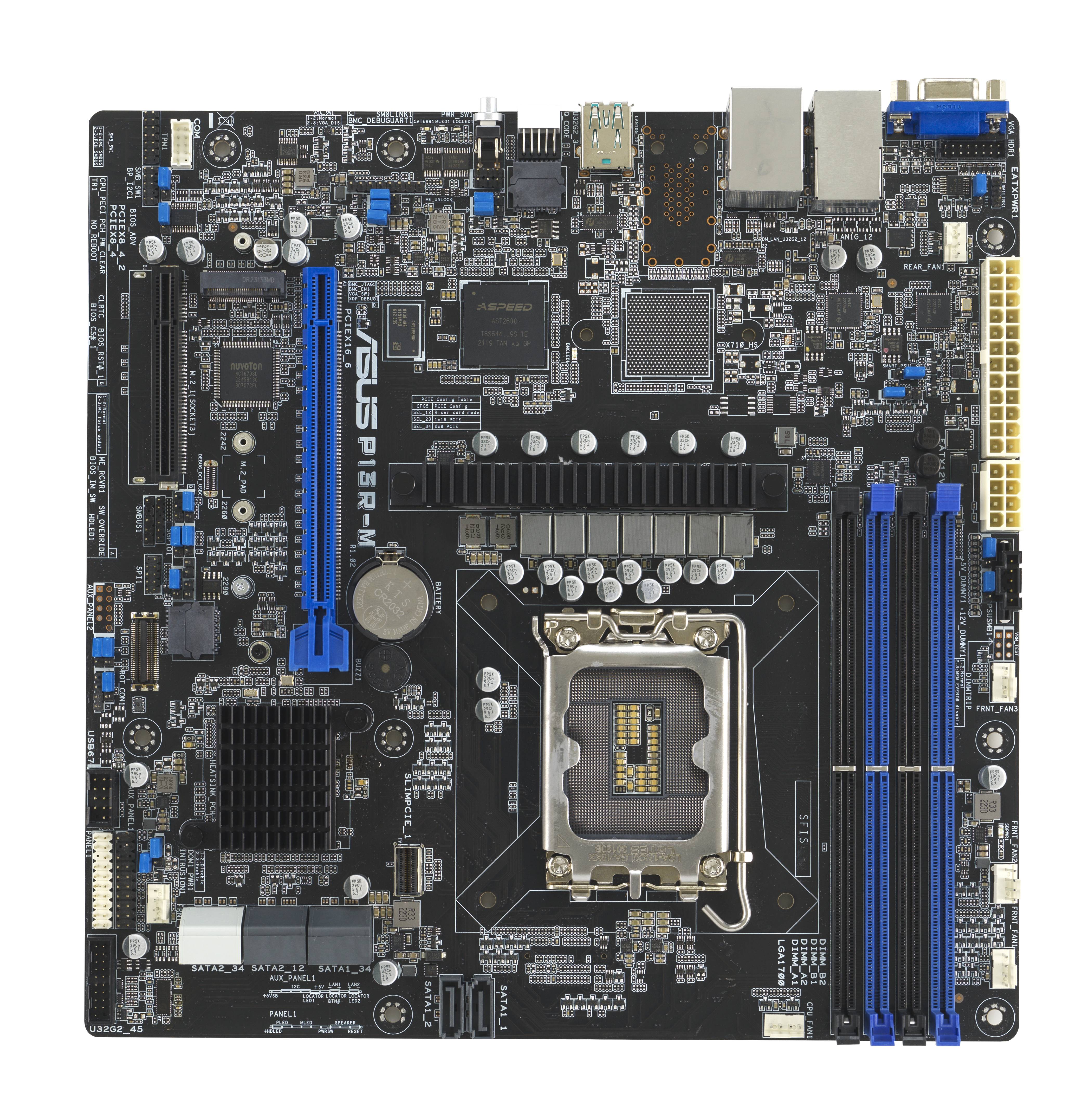 ASUS P13R-M, Intel, LGA 1700, Intel® Pentium®, Intel Xeon E, DDR5-SDRAM, 128 GB, DIMM